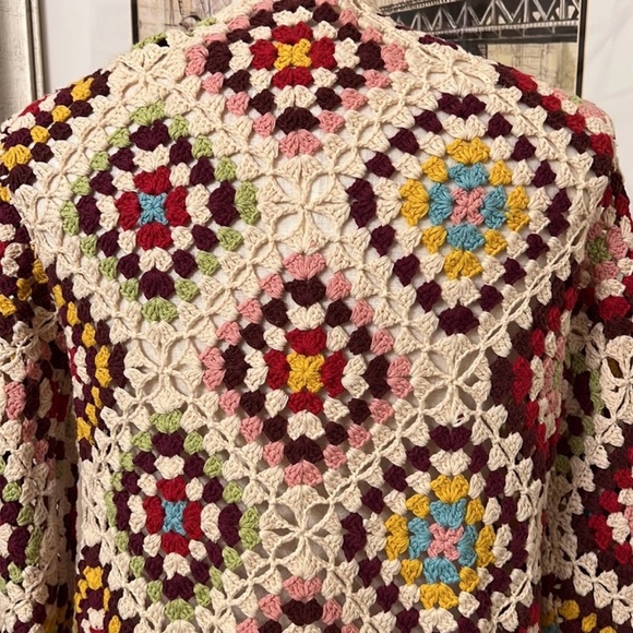 Johnny Was Granny Square Crochet Stevie Cardigan Sweater Size Medium - Picture 6 of 9